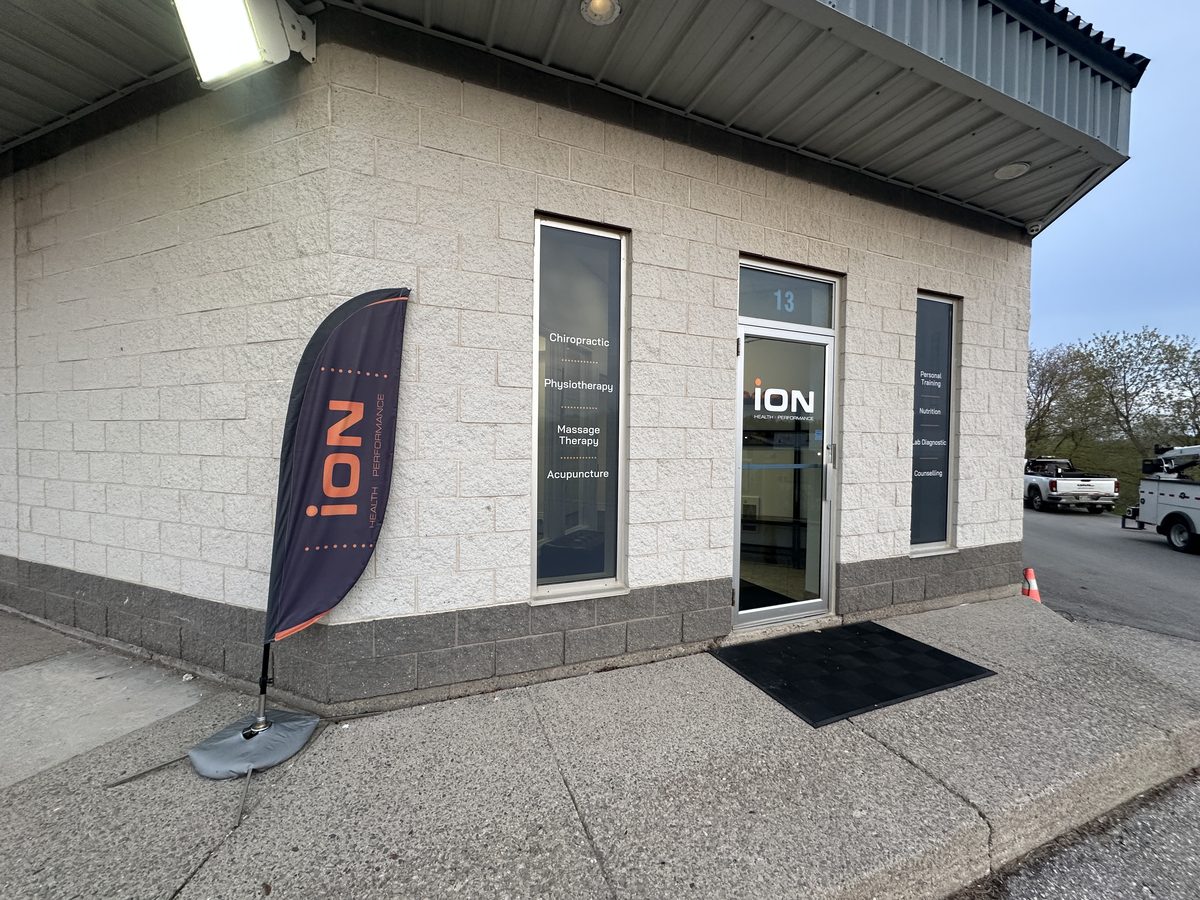 iON Health + Performance clinic entrance in the South End of Guelph